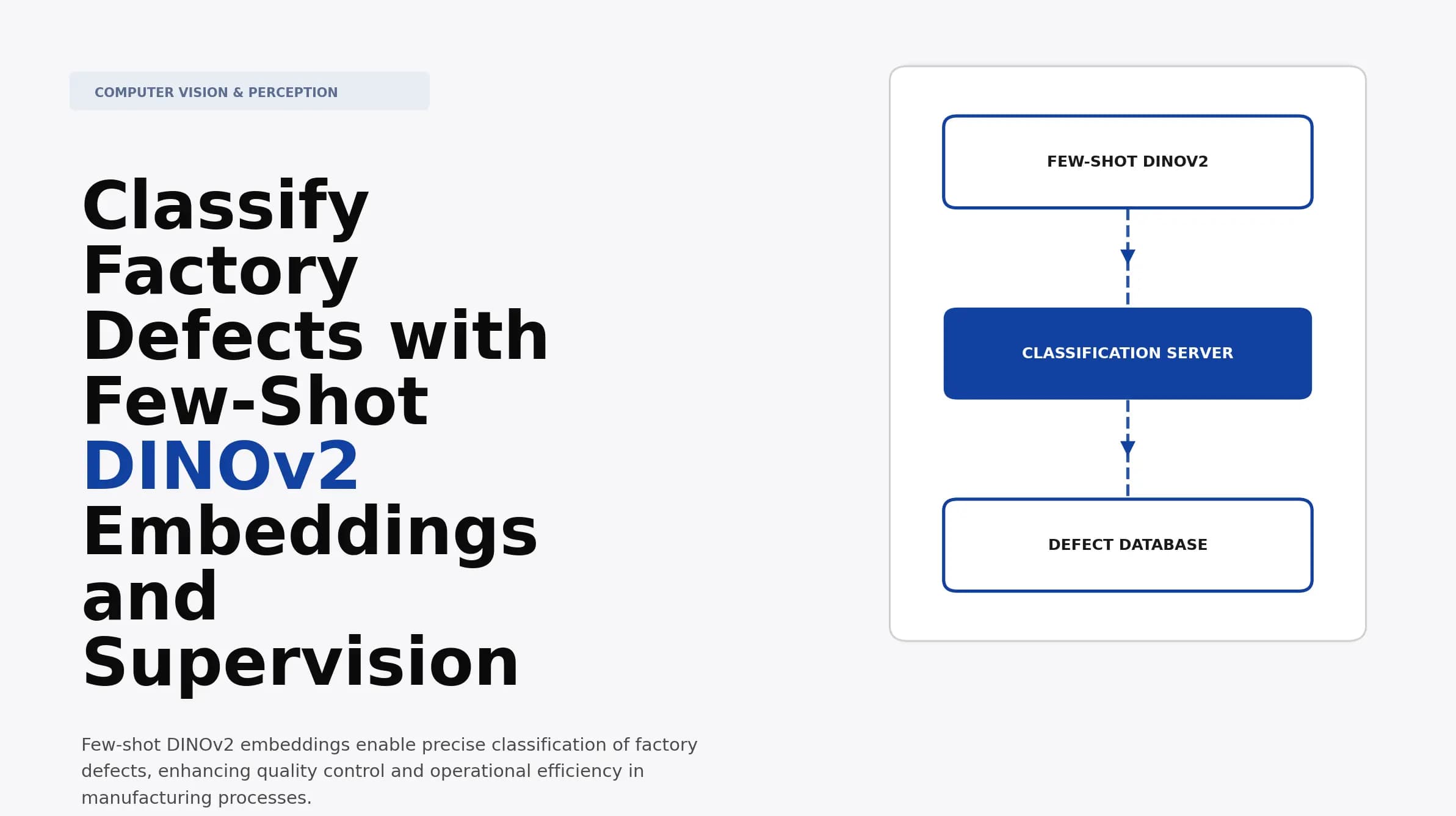 Classify Factory Defects with Few-Shot DINOv2 Embeddings and Supervision