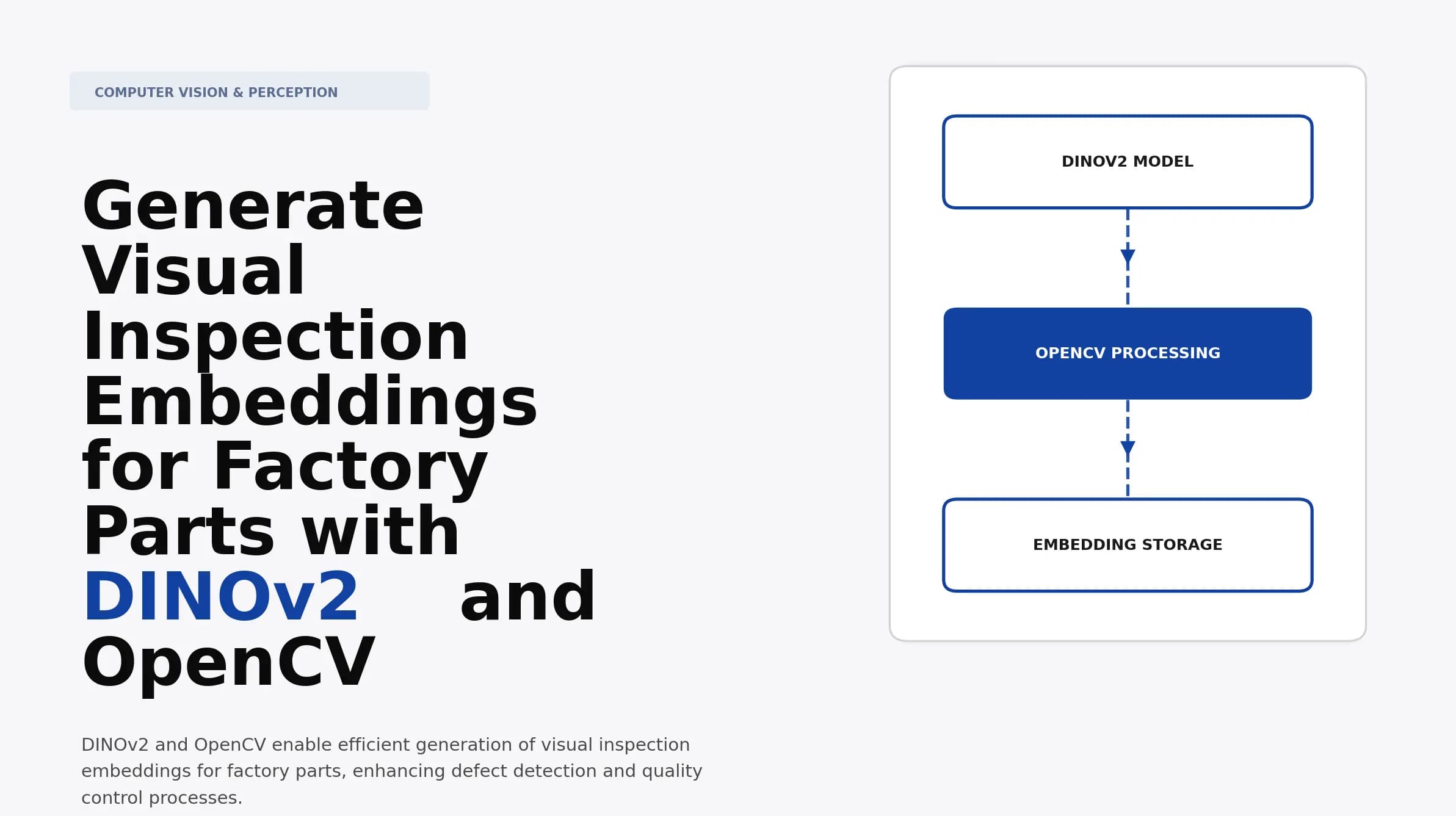 Generate Visual Inspection Embeddings for Factory Parts with DINOv2 and OpenCV