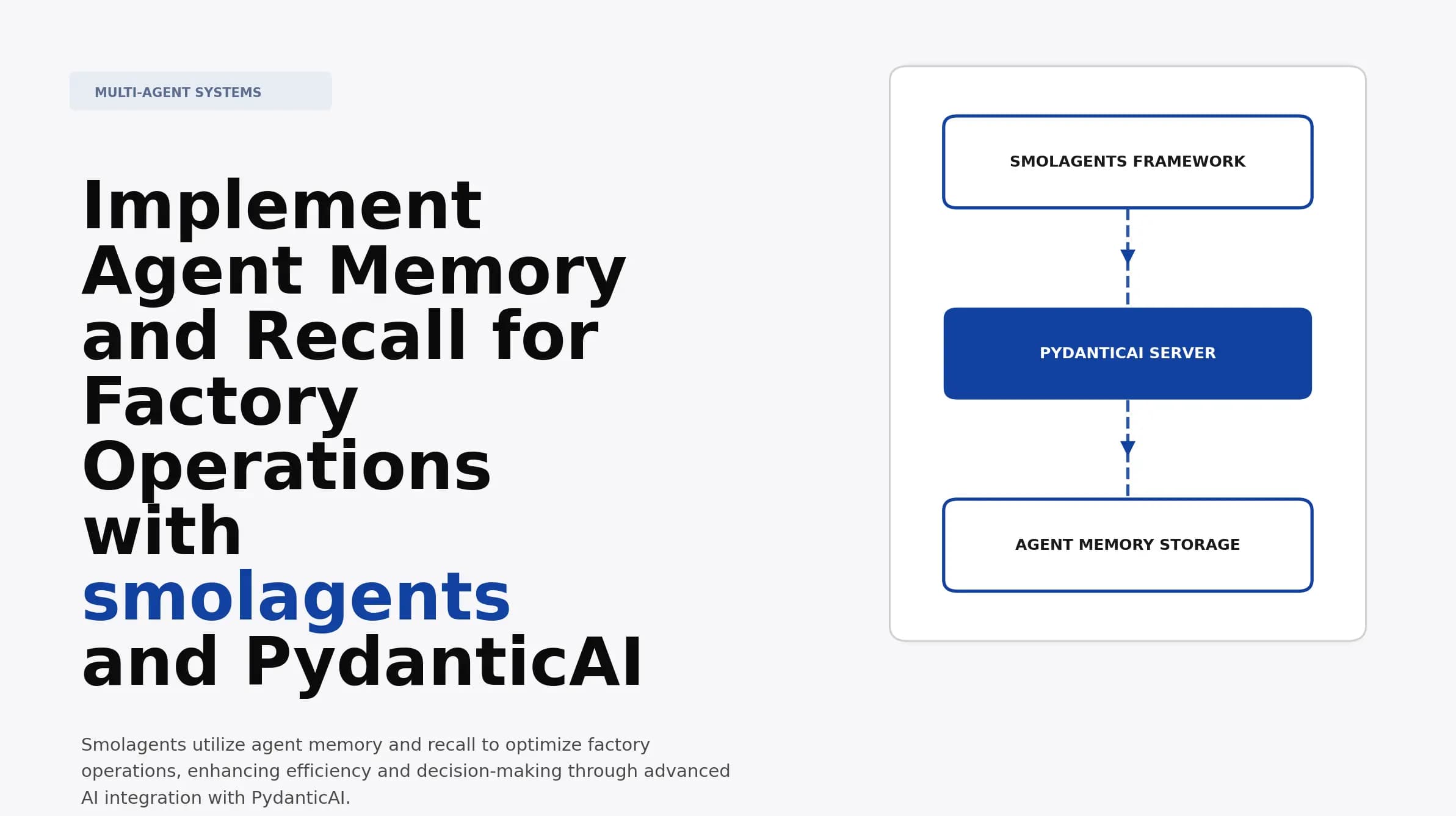 Implement Agent Memory and Recall for Factory Operations with smolagents and PydanticAI