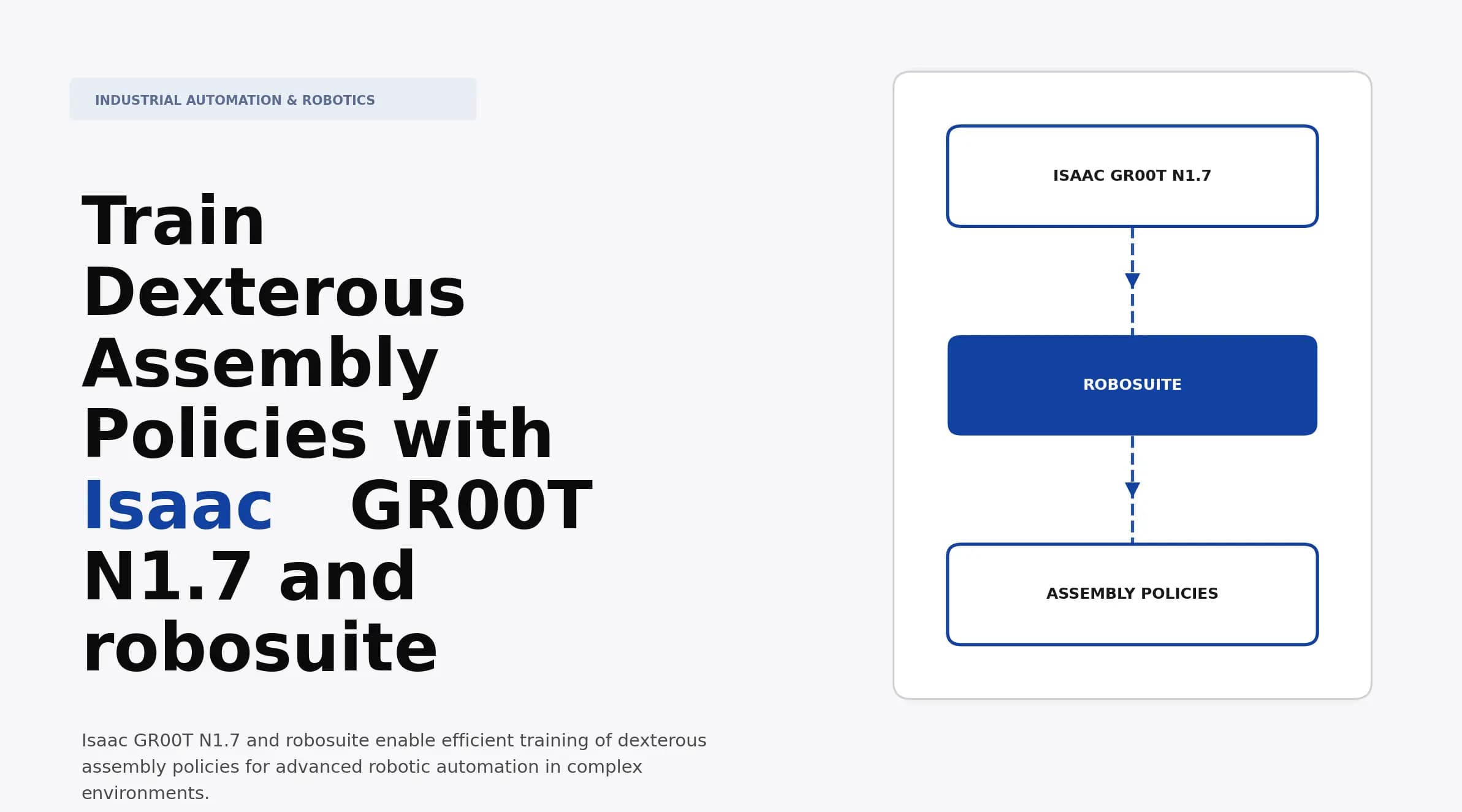 Train Dexterous Assembly Policies with Isaac GR00T N1.7 and robosuite
